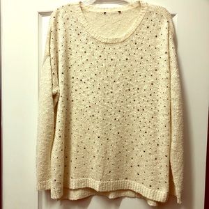 Beige Studded Sparkle Bling Sweater, super soft, XL
